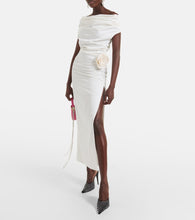 Magda Butrym Floral-appliqu√É¬© off-shoulder silk midi dress