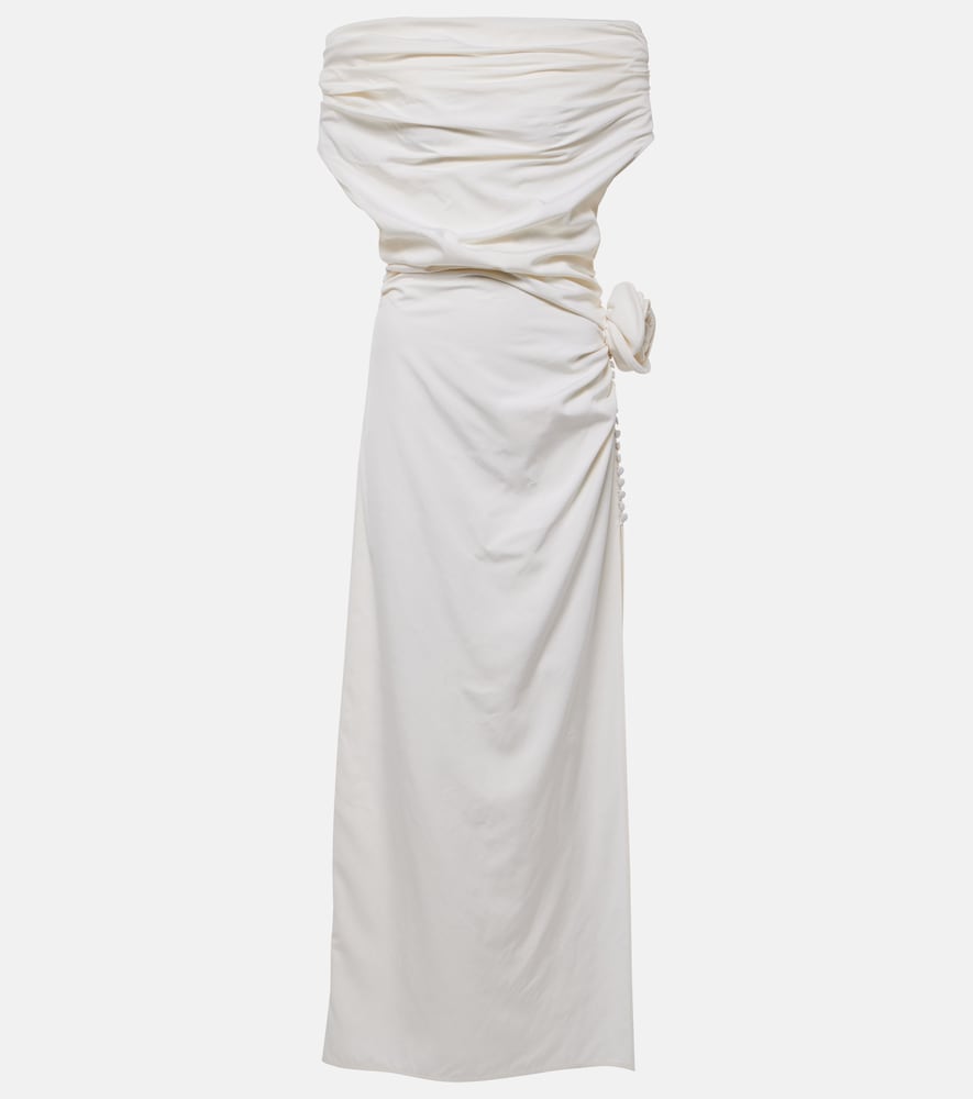 Magda Butrym Floral-appliqu√É¬© off-shoulder silk midi dress. Magda Butrym 花卉贴花露肩真丝中长连衣裙