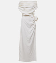 Magda Butrym Floral-appliqu√É¬© off-shoulder silk midi dress. Magda Butrym 花卉贴花露肩真丝中长连衣裙
