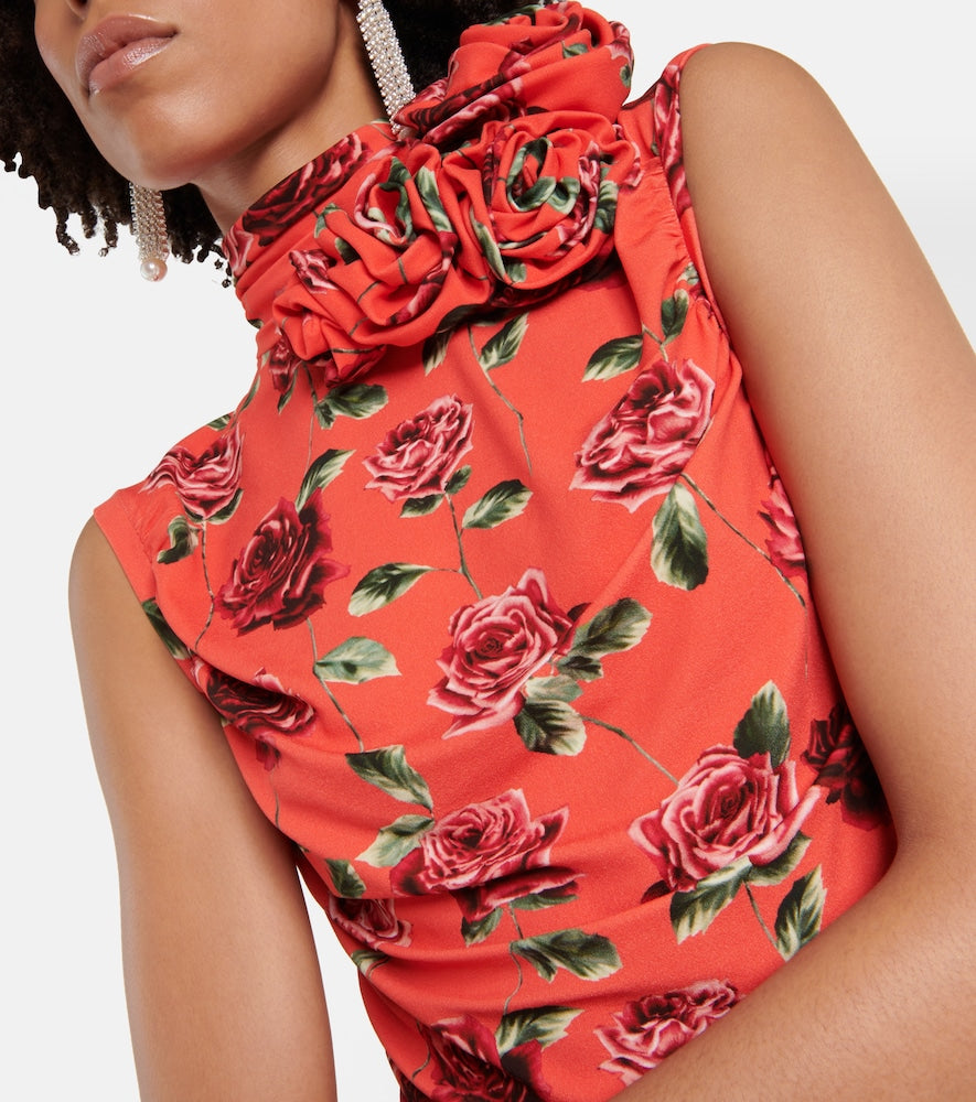 Magda Butrym Floral-appliqu√É¬© printed midi dress