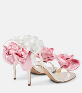 Magda Butrym Floral-appliqu√É¬© satin sandals
