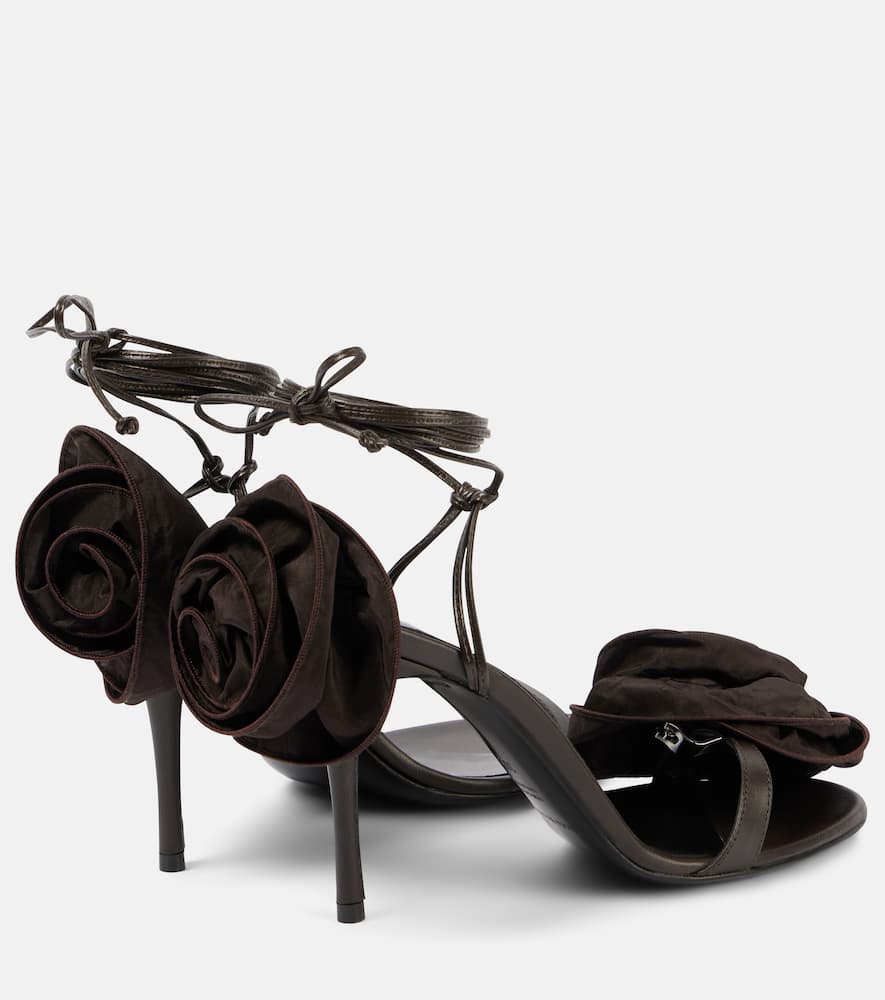 Magda Butrym Floral-appliqu√É¬© satin sandals