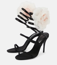 Magda Butrym Floral-appliqu√É¬© satin sandals