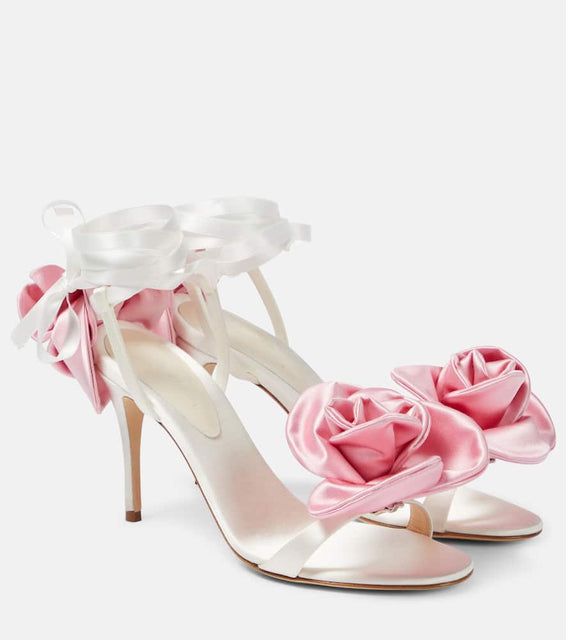 Magda Butrym Floral-appliqu√É¬© satin sandals