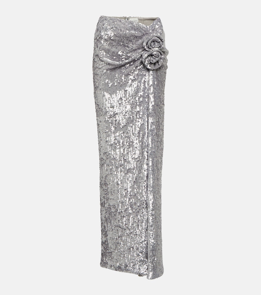 Magda Butrym Floral-appliqu√É¬© sequined maxi skirt - Magda Butrym 花卉贴花亮片长裙
