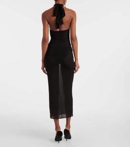 Magda Butrym Floral-appliqu√É¬© sheer cocktail dress