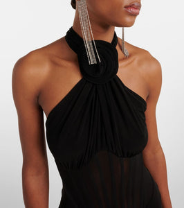 Magda Butrym Floral-appliqu√É¬© sheer cocktail dress