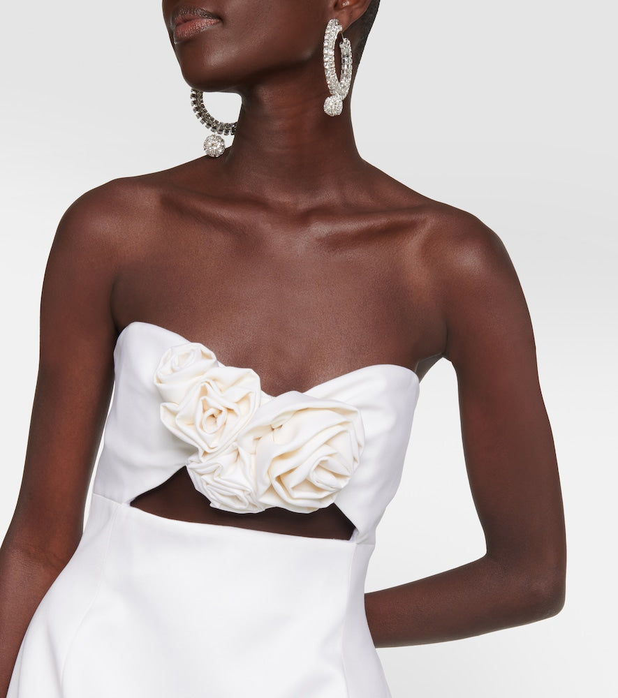 Magda Butrym Floral-appliqu√É¬© wool bustier dress
