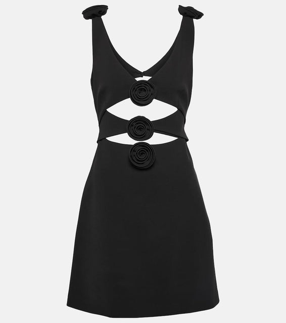 Magda Butrym Floral-appliqué cutout wool-blend minidress