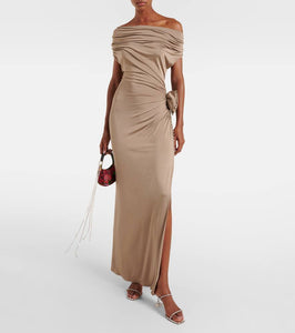 Magda Butrym Floral-appliqué jersey midi dress
