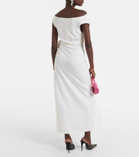 Magda Butrym Floral-appliqué off-shoulder silk midi dress