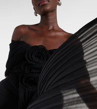Magda Butrym Floral-appliqué off-shoulder silk minidress
