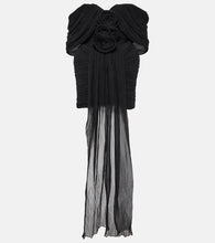 Magda Butrym Floral-appliqué off-shoulder silk minidress