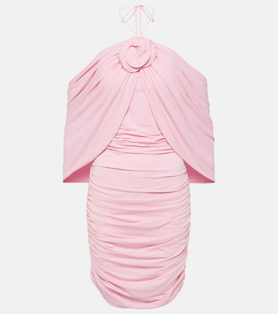 Magda Butrym Floral-appliqué off-shoulder wrap dress