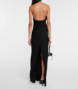 Magda Butrym Floral-appliqué ruched jersey gown