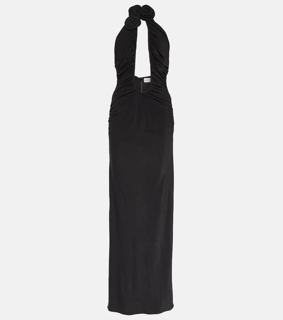 Magda Butrym Floral-appliqué ruched jersey gown