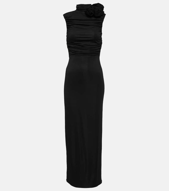 Magda Butrym Floral-appliqué ruched maxi dress