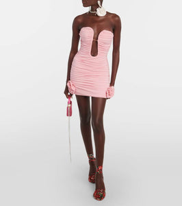Magda Butrym Floral-appliqué ruched minidress