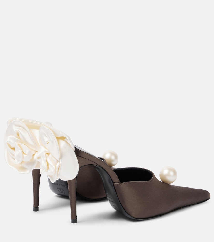 Magda Butrym Floral-applique satin mules