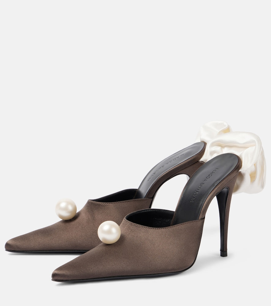 Magda Butrym Floral-applique satin mules