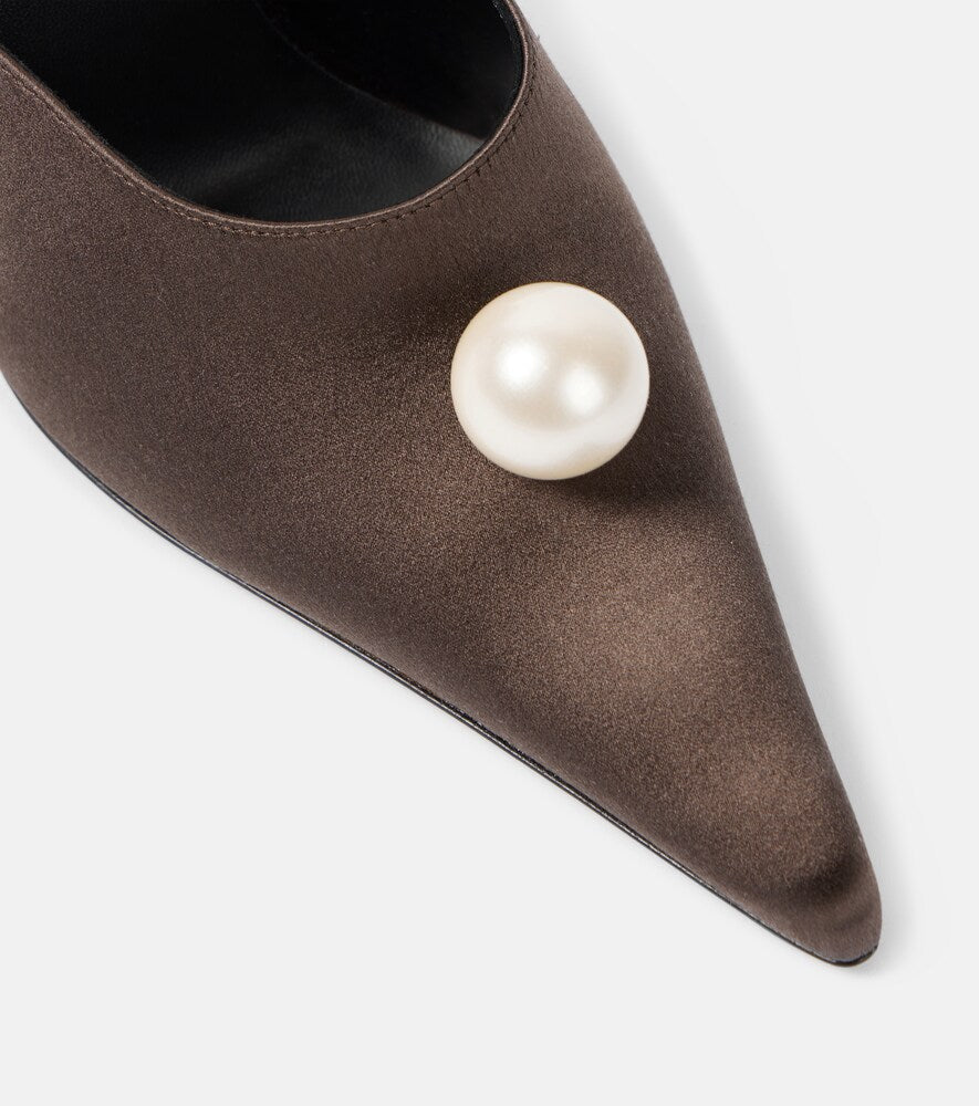 Magda Butrym Floral-applique satin mules