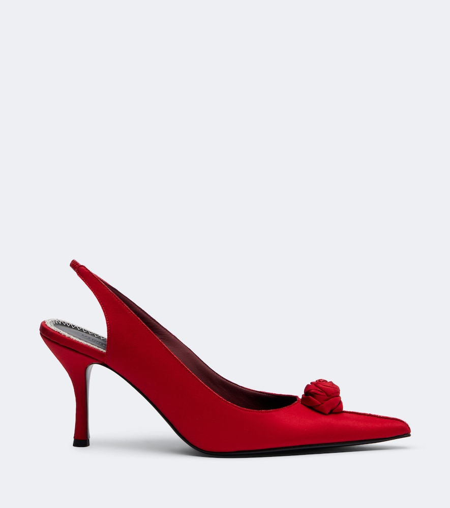 Magda Butrym Floral-applique satin slingback pumps
