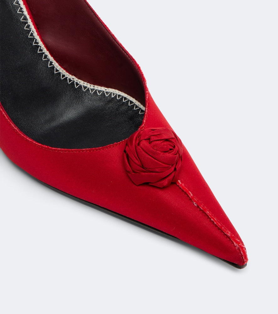 Magda Butrym Floral-applique satin slingback pumps