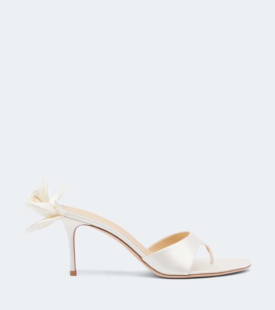 Magda Butrym Floral-applique satin thong sandals
