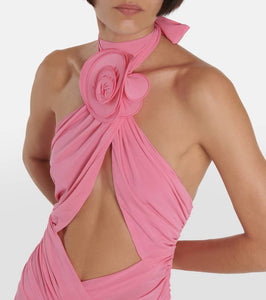 Magda Butrym Floral-appliqué silk-blend minidress
