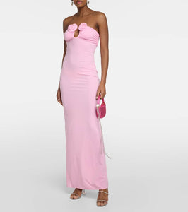 Magda Butrym Floral-appliqué strapless maxi dress