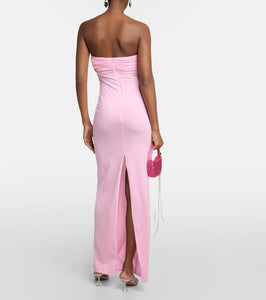 Magda Butrym Floral-appliqué strapless maxi dress