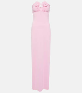 Magda Butrym Floral-appliqué strapless maxi dress