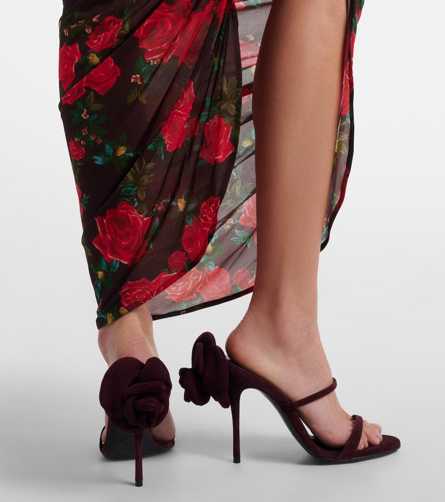 Magda Butrym Floral-applique suede mules