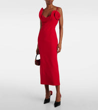 Magda Butrym Floral-appliqué wool-blend midi dress