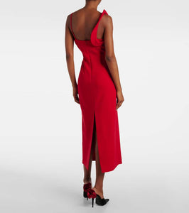 Magda Butrym Floral-appliqué wool-blend midi dress