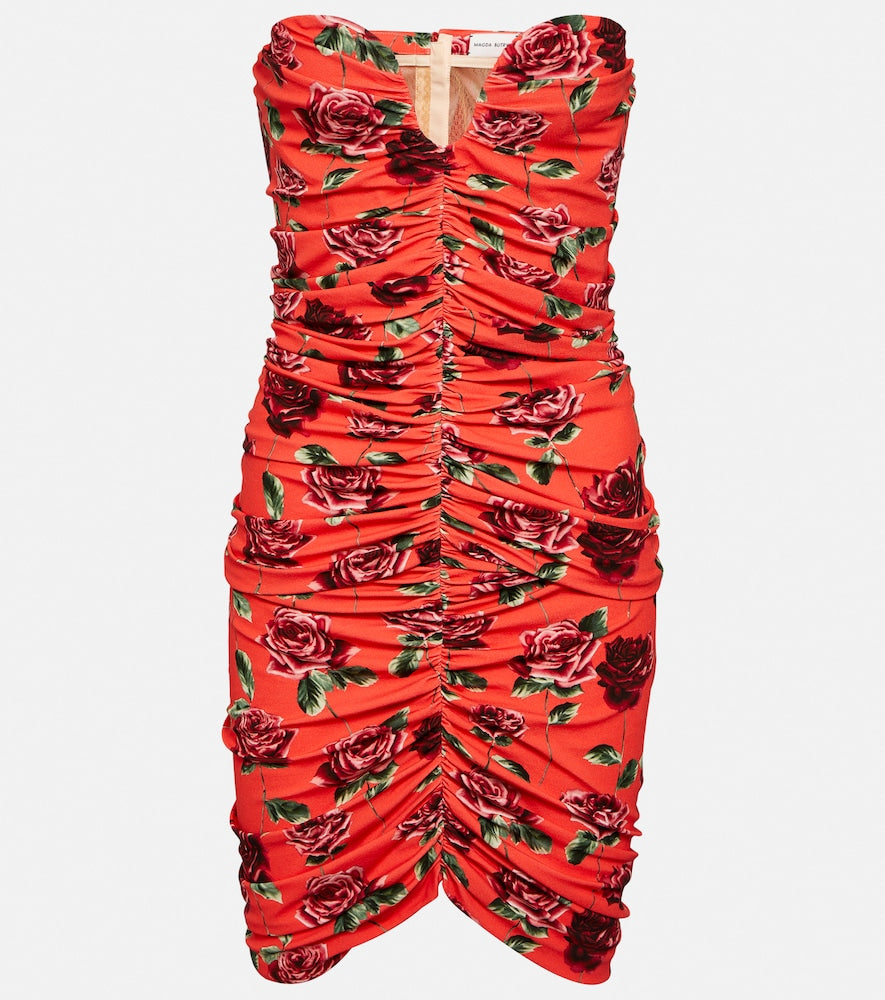 Magda Butrym Floral ruched minidress. Magda Butrym 花卉褶皱迷你连衣裙