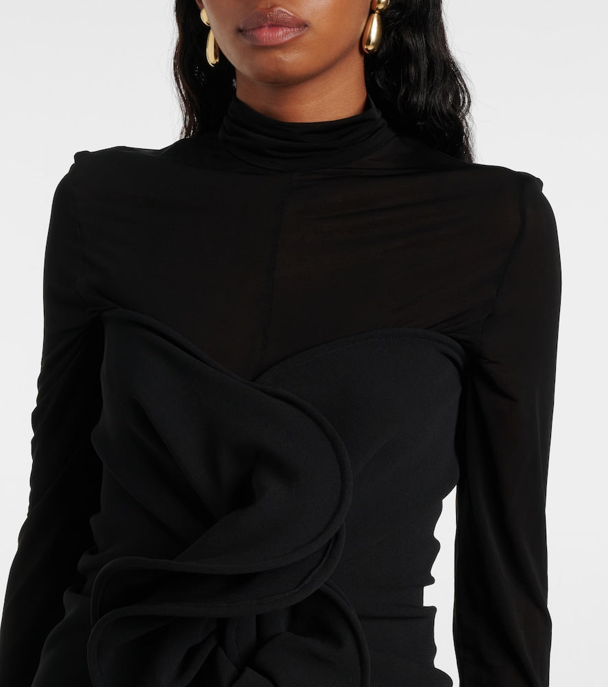 Magda Butrym Gathered sheer wool-blend minidress