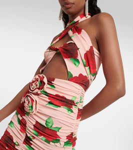 Magda Butrym Halterneck floral minidress