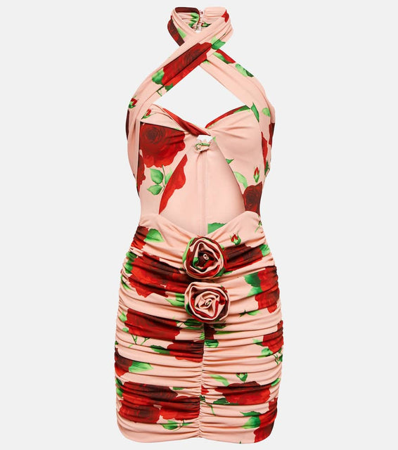 Magda Butrym Halterneck floral minidress