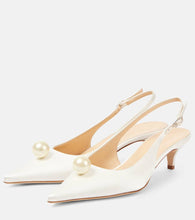 Magda Butrym Leather-trimmed satin slingback sandals