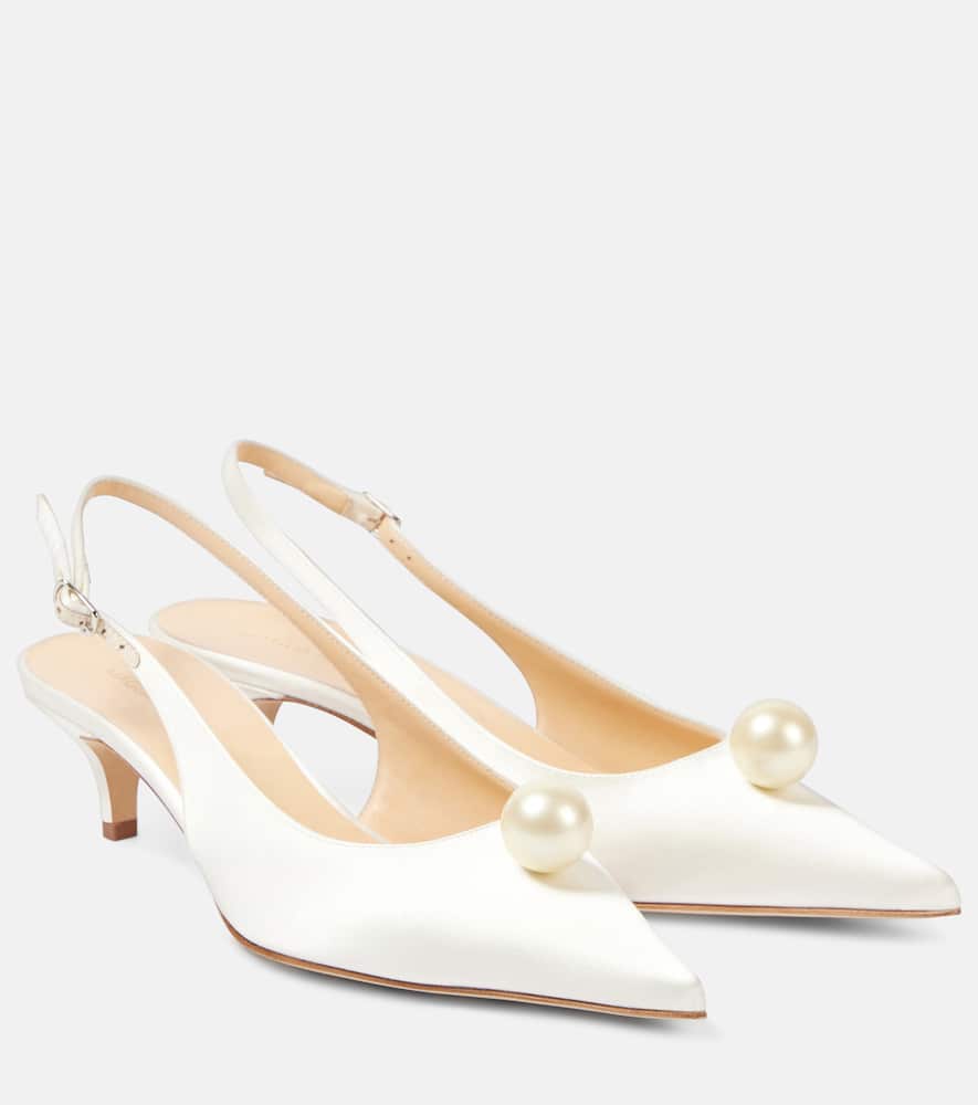 Magda Butrym Leather-trimmed satin slingback sandals