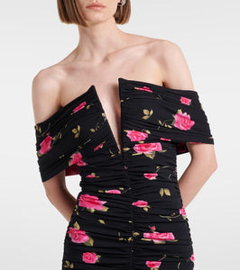 Magda Butrym Off-shoulder floral ruched minidress