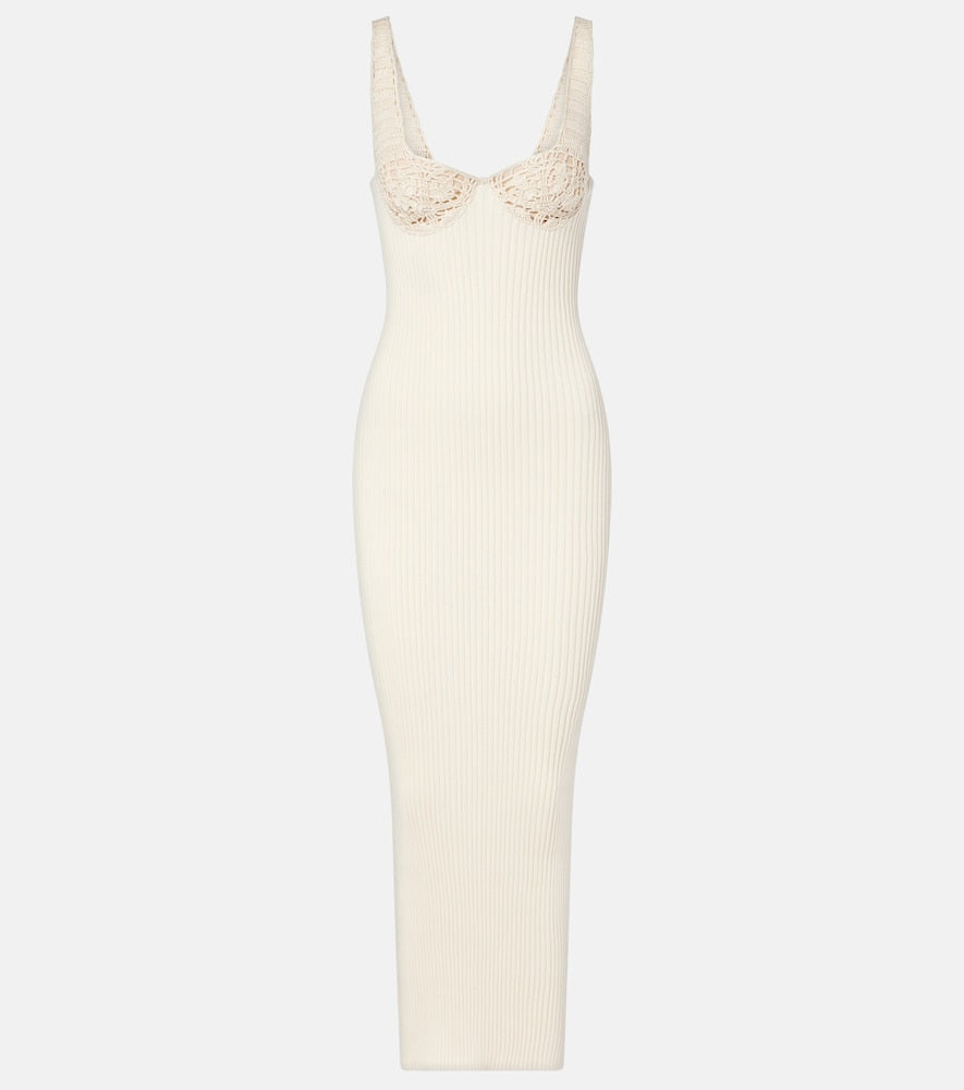 Magda Butrym Ribbed-knit cotton midi dress. Magda Butrym 罗纹针织棉质中长连衣裙