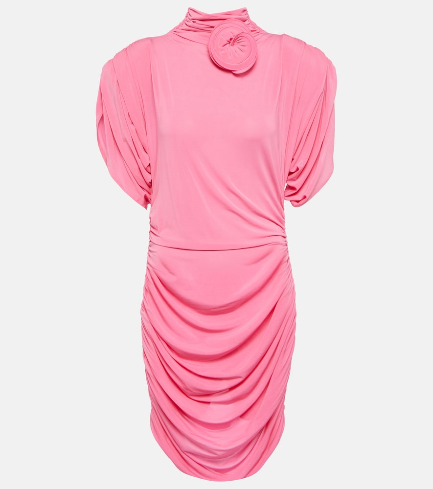 Magda Butrym Rose-appliqu√É¬© ruched jersey minidress. Magda Butrym 玫瑰贴花√ÉØ© 褶饰平纹针织迷你连衣裙