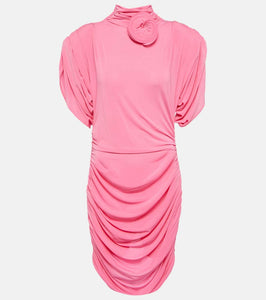 Magda Butrym Rose-appliqué ruched jersey minidress