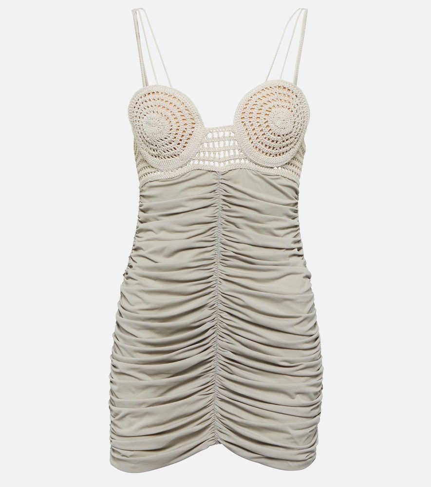 Magda Butrym Ruched crochet and jersey minidress. Magda Butrym 褶皱钩针编织针织迷你连衣裙