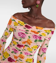 Magda Butrym Ruched off-shoulder floral minidress