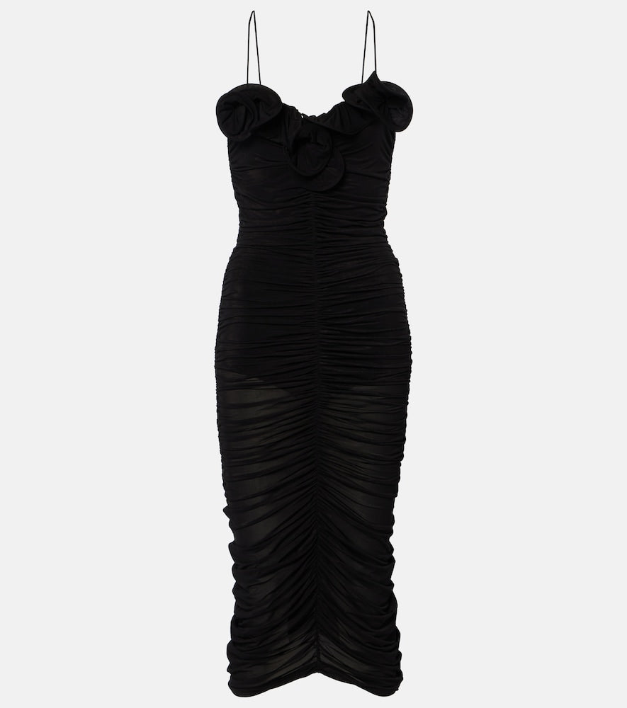 Magda Butrym Ruffled ruched jersey midi dress. Magda Butrym 荷叶边褶皱针织中长连衣裙