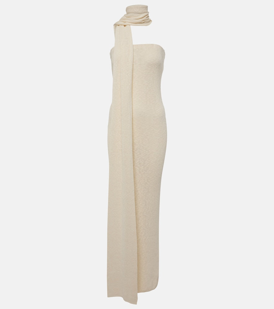 Magda Butrym Scarf-detail linen and cotton maxi dress. Magda Butrym 围巾细节亚麻棉质长裙