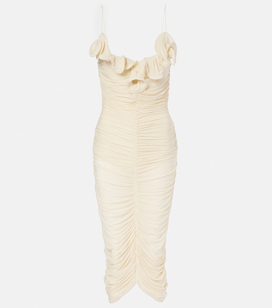 Magda Butrym Semi-sheer ruched jersey midi dress. Magda Butrym 半透明褶饰平纹布中长连衣裙